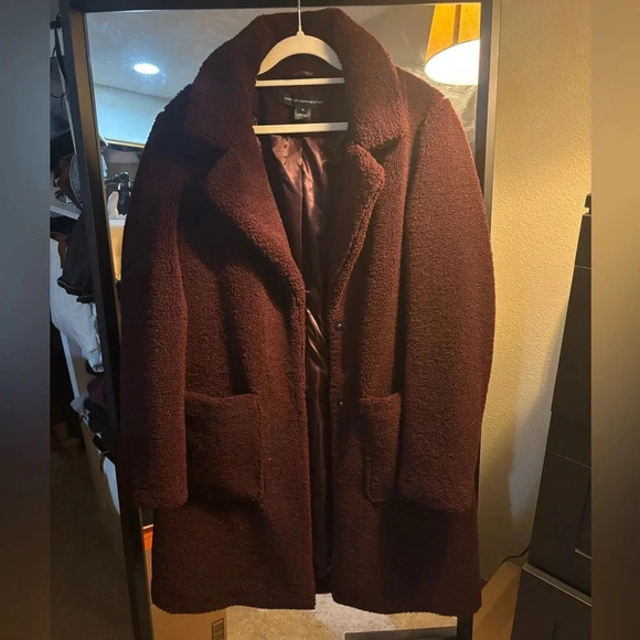 NWOT French Connection teddy Sherpa long walker coat M - Picture 1 of 10